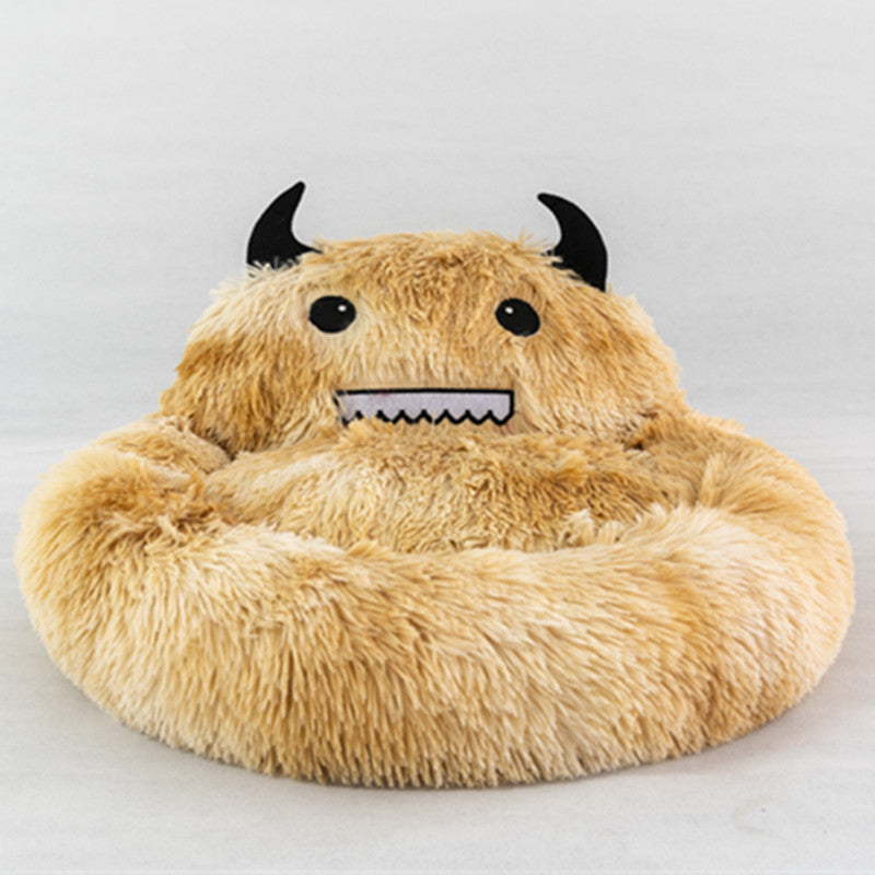 Pet Supplies Plush Small Monster Pet Nest Mattress Creative Dog Bed Autumn And Winter Warm Cat Bed