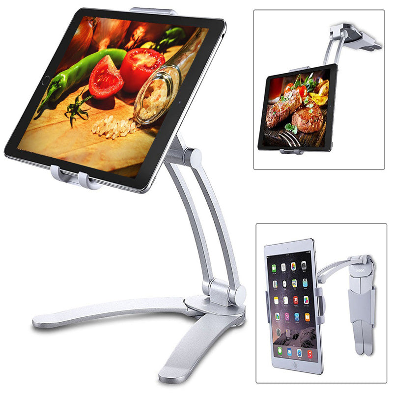Kitchen Tablet Stand Wall Desk Tablet Mount Stand Fit For 5-10.5 inch Width Tablet Metal Bracket Smartphones Holders