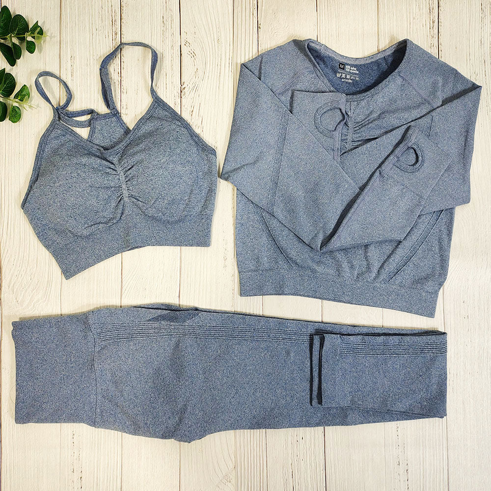 Seamless Gym Outfit Set – Top + Women's Leggings
