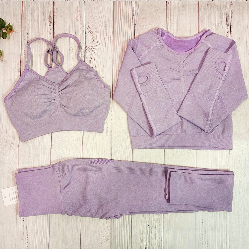 Seamless Gym Outfit Set – Top + Women's Leggings