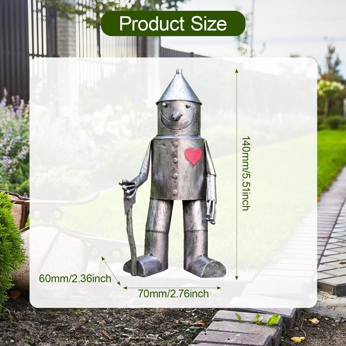 Garden Statue Resin Tin Man Ornaments Sculpture for Lawn Balcony Home