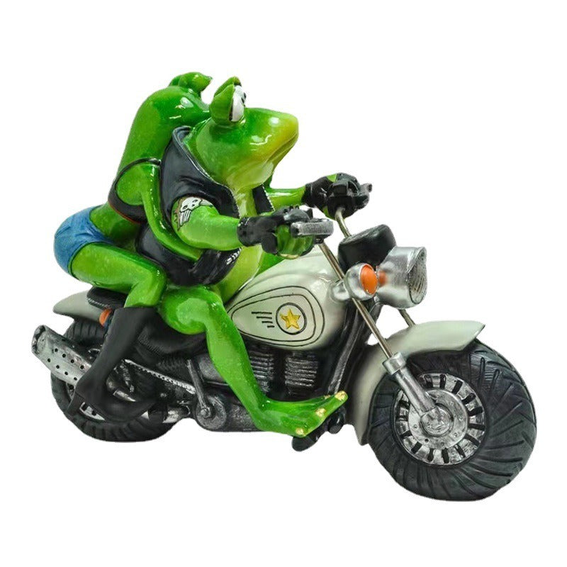 Frog motorcycle resin decoration