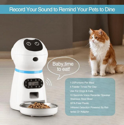 3.5L Automatic Robot Pet Feeder Smart Pet Feeder Stainless Steel Food Tray