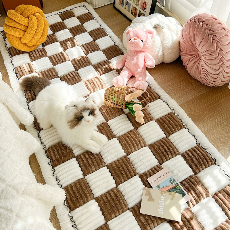 Autumn and winter plush bedside mat, non-slip chenille Mantou mat, bedroom tatami sleeping carpet
